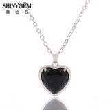 Heart Rhinestone Necklace Charm Silver Plated Glass Crystal Pendant