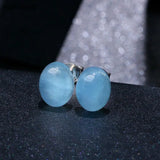 Sky Oval Aquamarine Stud Earrings 925 Silver Women