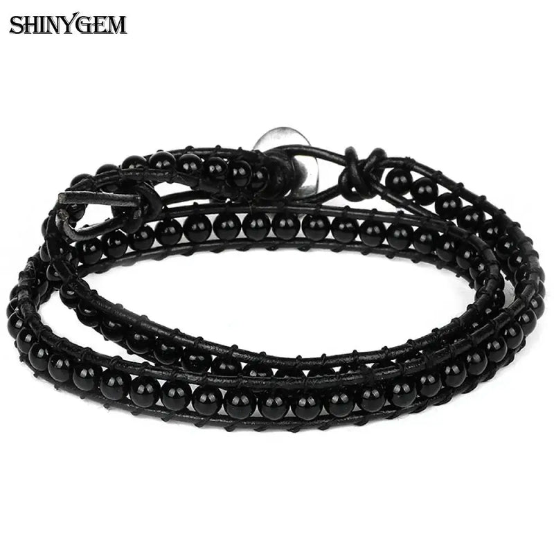 ShinyGem Agates Crystal Stone Loop Bracelets for Men