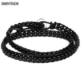 ShinyGem Agates Crystal Stone Loop Bracelets for Men