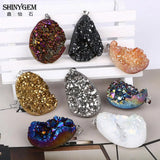 Natural Sparkling Crystal Druzy Pendant for DIY Jewelry Making