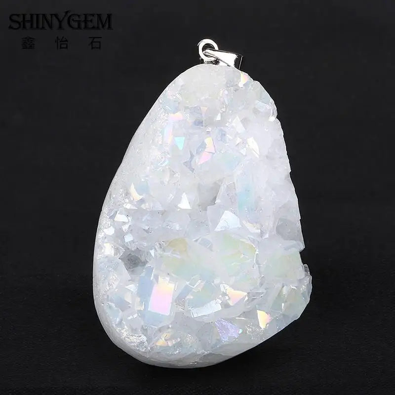 Natural Sparkling Crystal Druzy Pendant for DIY Jewelry Making