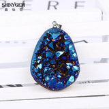 Natural Sparkling Crystal Druzy Pendant for DIY Jewelry Making