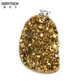 Natural Sparkling Crystal Druzy Pendant for DIY Jewelry Making