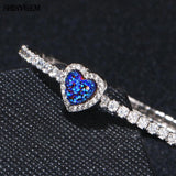 ShinyGem 10mm Sparkling Love Heart Druzy Stone Bracelet 925 Sterling Silver