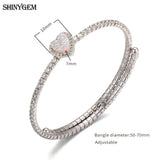 ShinyGem 10mm Sparkling Love Heart Druzy Stone Bracelet 925 Sterling Silver