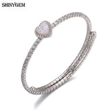 ShinyGem 10mm Sparkling Love Heart Druzy Stone Bracelet 925 Sterling Silver