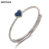 ShinyGem 10mm Sparkling Love Heart Druzy Stone Bracelet 925 Sterling Silver