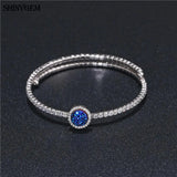 ShinyGem Adjustable Silver Bangle with Zircon & Opal Stone Bracelet