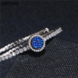 ShinyGem Adjustable Silver Bangle with Zircon & Opal Stone Bracelet