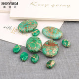 ShinyGem Oval Jasper Stone Beads 8*12mm/18*25mm Natural Green Sea Sediment 20pcs