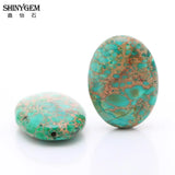 ShinyGem Oval Jasper Stone Beads 8*12mm/18*25mm Natural Green Sea Sediment 20pcs