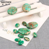 ShinyGem Oval Jasper Stone Beads 8*12mm/18*25mm Natural Green Sea Sediment 20pcs