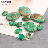 ShinyGem Oval Jasper Stone Beads 8*12mm/18*25mm Natural Green Sea Sediment 20pcs