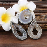 Natural Agate Slices Pendent Geode Crystal Inlay Rhinestone for DIY Jewelry