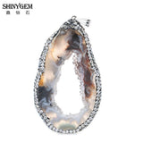 Natural Agate Slices Pendent Geode Crystal Inlay Rhinestone for DIY Jewelry