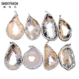 Natural Agate Slices Pendent Geode Crystal Inlay Rhinestone for DIY Jewelry