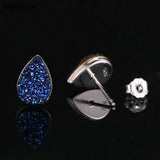 Natural Crystal Druzy Stud Earrings 925 Silver Geode Gem Stone Earring