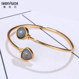 Labradorite Gemstone Bracelets Plating Cuff Bangle for Women