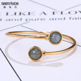Labradorite Gemstone Bracelets Plating Cuff Bangle for Women