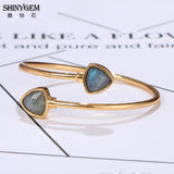 Labradorite Gemstone Bracelets Plating Cuff Bangle for Women