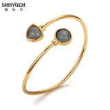 Labradorite Gemstone Bracelets Plating Cuff Bangle for Women