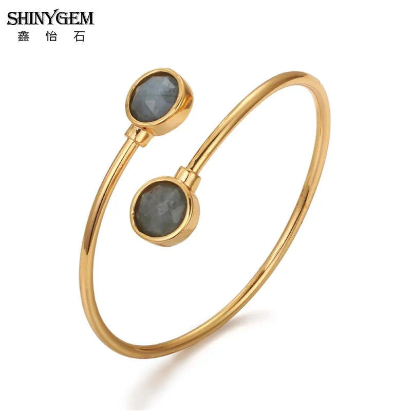 Labradorite Gemstone Bracelets Plating Cuff Bangle for Women