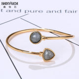 Labradorite Gemstone Bracelets Plating Cuff Bangle for Women