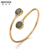 Labradorite Gemstone Bracelets Plating Cuff Bangle for Women