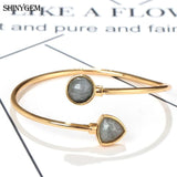 Labradorite Stone Bangles Open Cuff Bracelets for Women