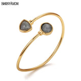 Labradorite Stone Bangles Open Cuff Bracelets for Women