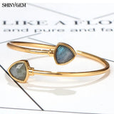 Labradorite Stone Bangles Open Cuff Bracelets for Women