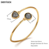 Labradorite Stone Bangles Open Cuff Bracelets for Women
