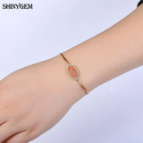 ShinyGem Hexagonal Druzy Crystal Bangle 925 Silver Chain Minerals Bracelet
