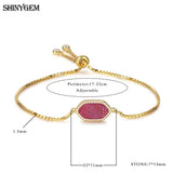 ShinyGem Hexagonal Druzy Crystal Bangle 925 Silver Chain Minerals Bracelet