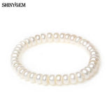 ShinyGem Real Pearls Women Elastic Rope Bracelet Freshwater Pearl Bracelet