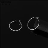 925 Silver Stud Earrings Circle Charm Glossy Silver For Women