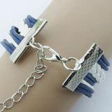 Suede Leather Shoelace Bracelet with Rudder Anchor Charm