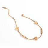 ShoneMes Daisy Anklet Titanium Steel Flower Bead Foot Chain