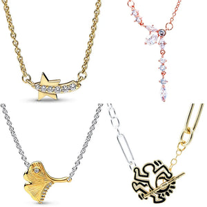 Shooting Star Ginkgo Chain Necklace for 925 Sterling Silver Charm Jewelry