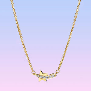 Shooting Star Pav? Collier Necklace 14k Gold-plated Unique Metal Blend
