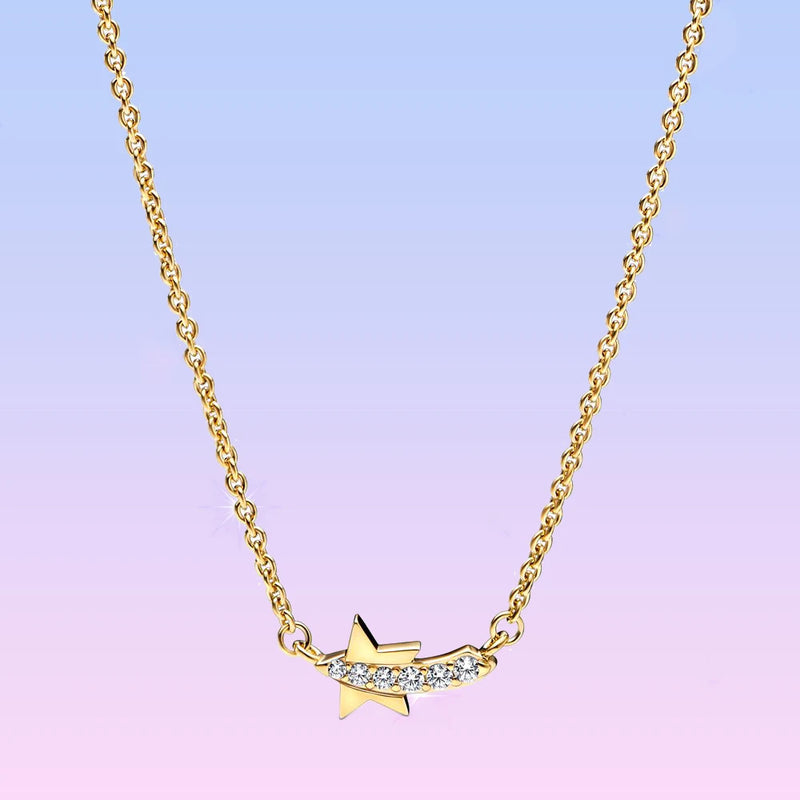 Shooting Star Pav? Collier Necklace 14k Gold-plated Unique Metal Blend