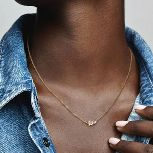 Shooting Star Pav? Collier Necklace 14k Gold-plated Unique Metal Blend