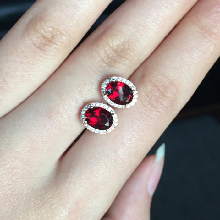 925 Silver Garnet Earrings with Certificate