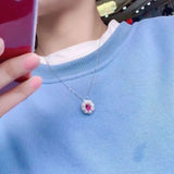 Natural Red Topaz Ring 925 Sterling Silver Lady Necklace Pearl Jewelry
