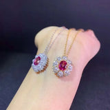 Natural Red Topaz Ring 925 Sterling Silver Lady Necklace Pearl Jewelry
