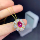 Natural Red Topaz Ring 925 Sterling Silver Lady Necklace Pearl Jewelry