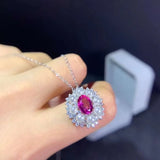 Natural Red Topaz Ring 925 Sterling Silver Lady Necklace Pearl Jewelry
