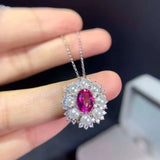 Natural Red Topaz Ring 925 Sterling Silver Lady Necklace Pearl Jewelry
