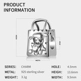 925 Sterling Silver Shopping Bag Bear Bead for DIY Jewelry